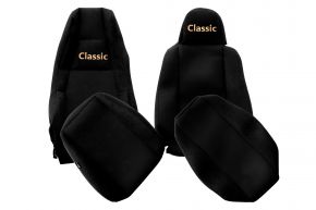 Housses de siège sur mesure CLASSIC pour SCANIA G NEXTGEN (dès 01.2017) - appuie-tête conducteur étroit - noires