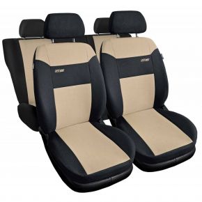 Housses de siège universelles en tissu RS beiges adaptées pour Peugeot 306