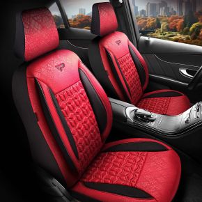 Kit de housses de siège en tissu Senegal rouge-noir avec surpiqûres modernes, compatible avec MAZDA CX-3