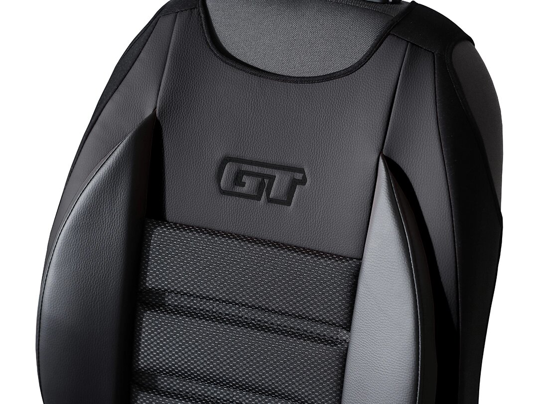 Détail du dossier GT Ergonomic en simili cuir et tissu