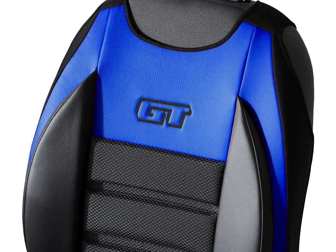 Détail du dossier GT Ergonomic en simili cuir et tissu
