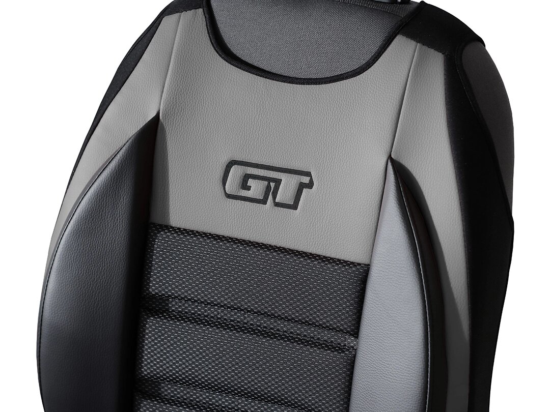 Détail du dossier GT Ergonomic en simili cuir et tissu