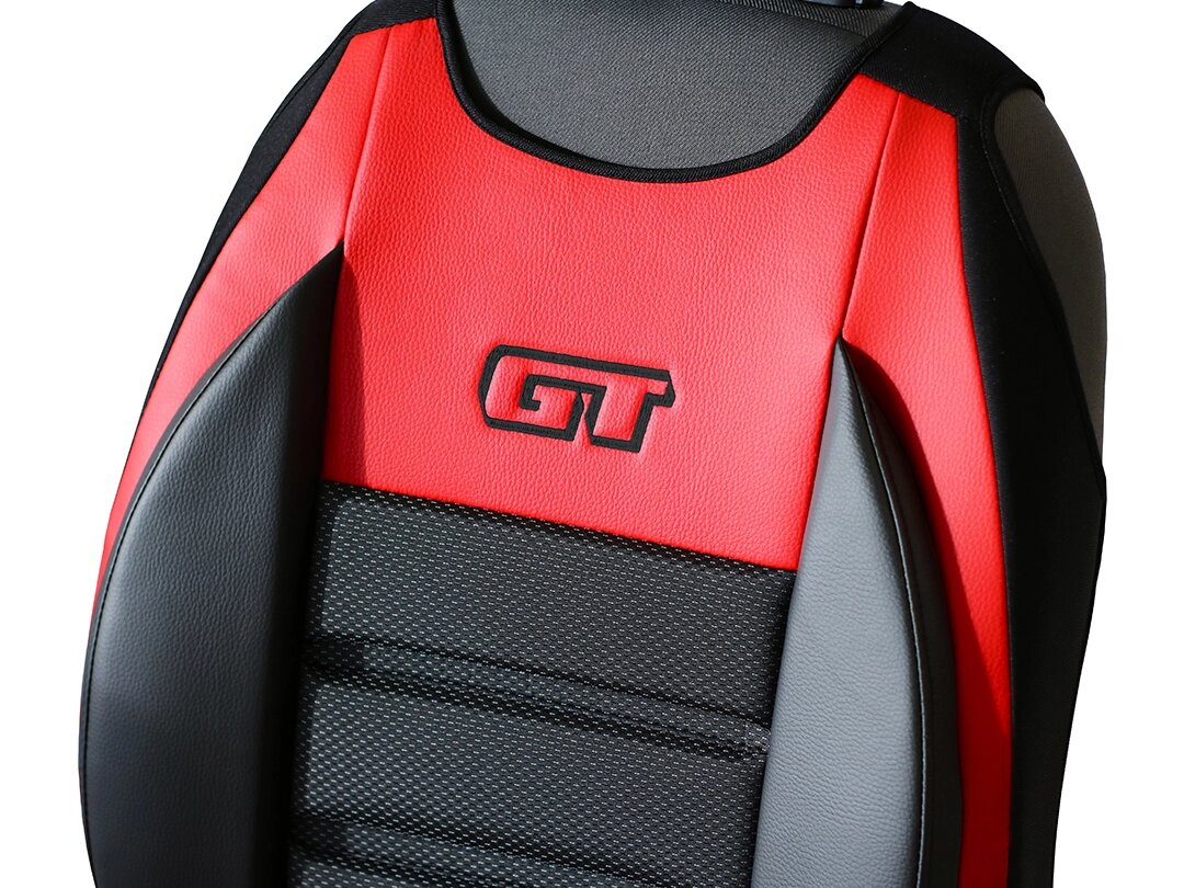 Détail du dossier GT Ergonomic en simili cuir et tissu