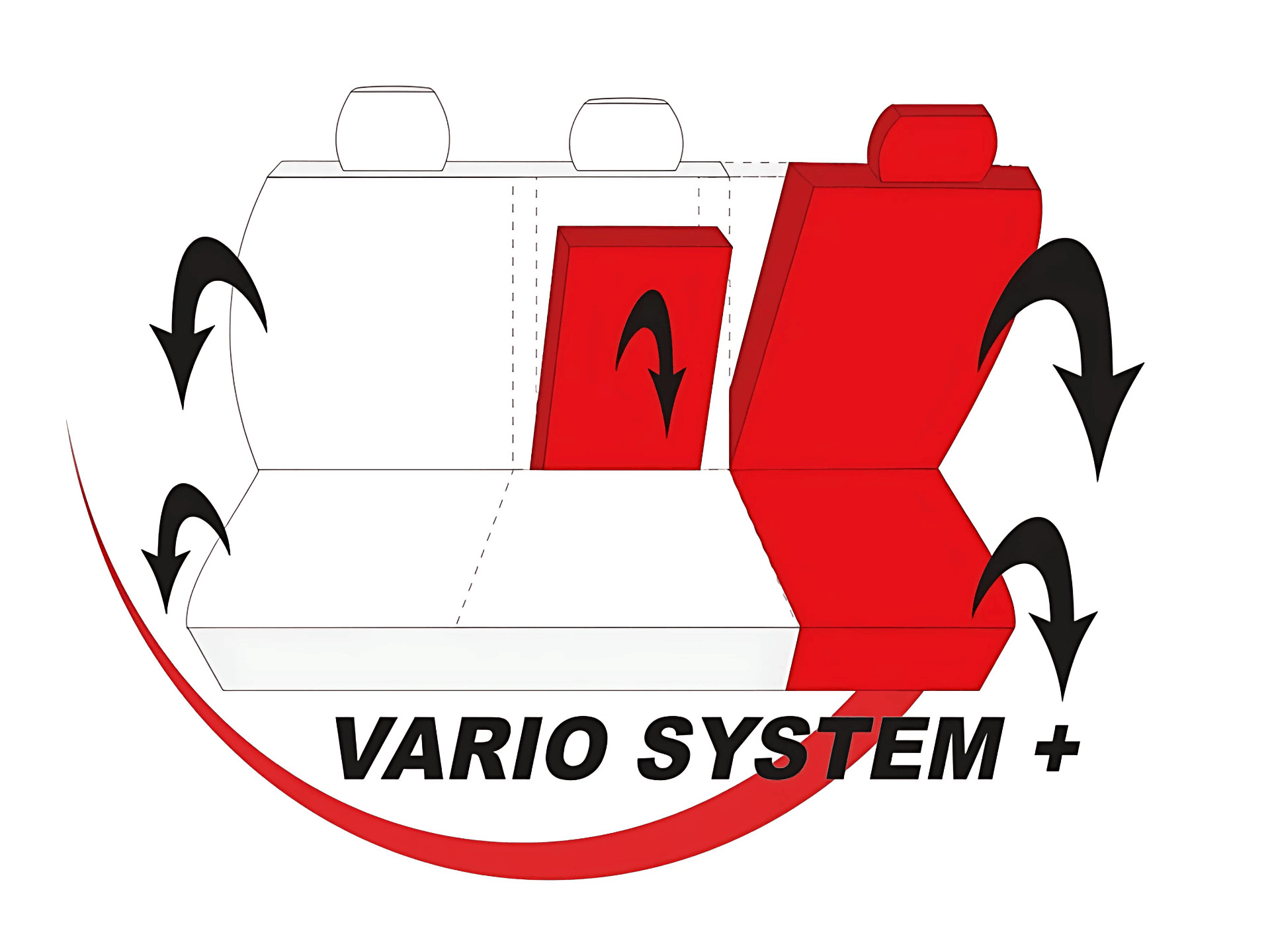 Schéma de fonctionnement du système Vario+ pour banquettes arrière divisées