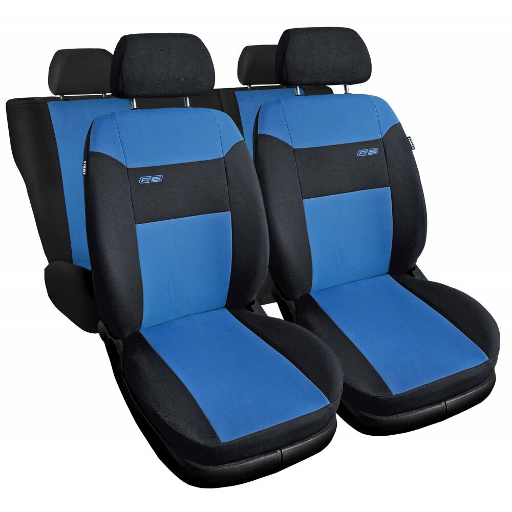 Housses de siège universelles RS bleues et noires pour sièges avant et arrière