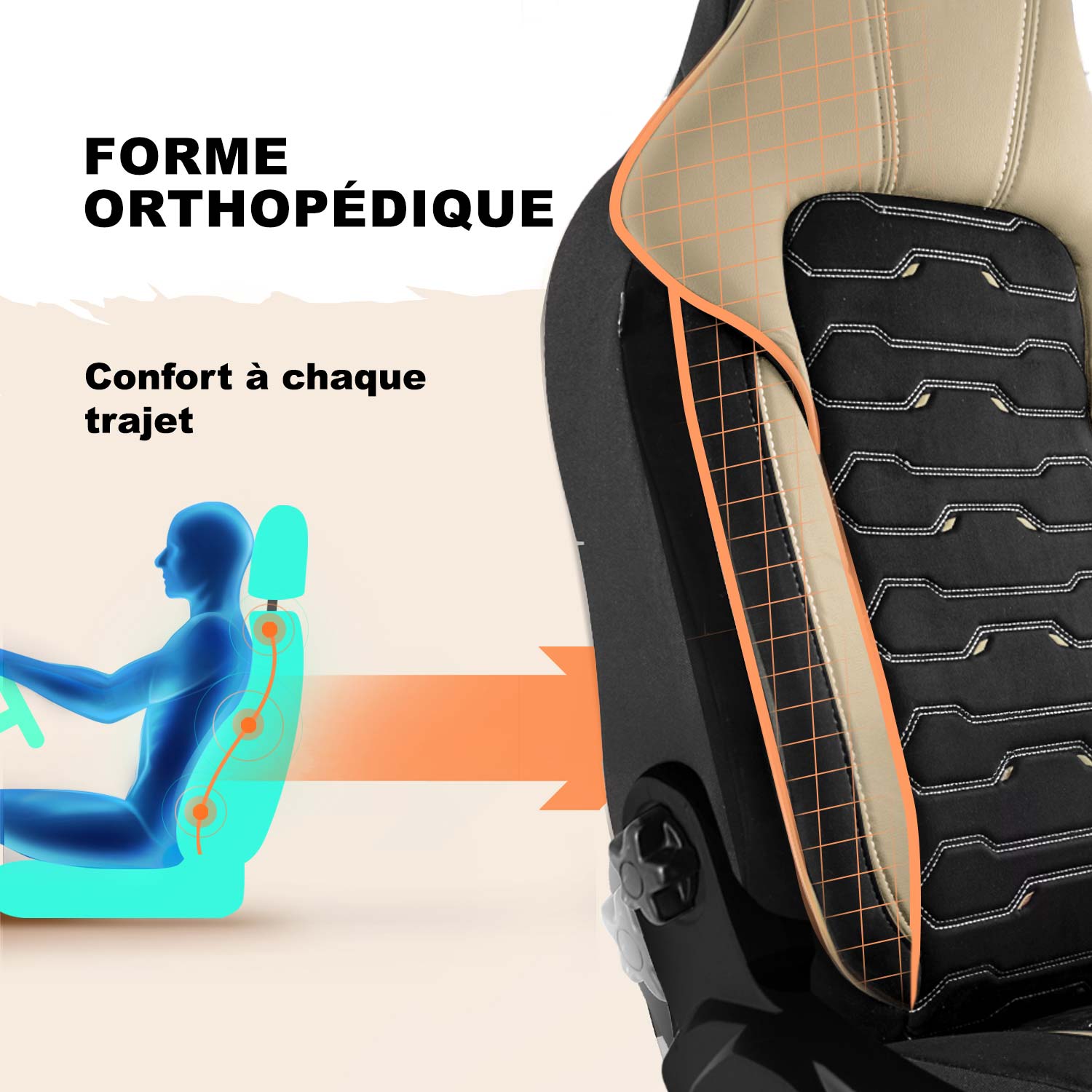 Forme des housses de siège Beirut pour le confort de conduite