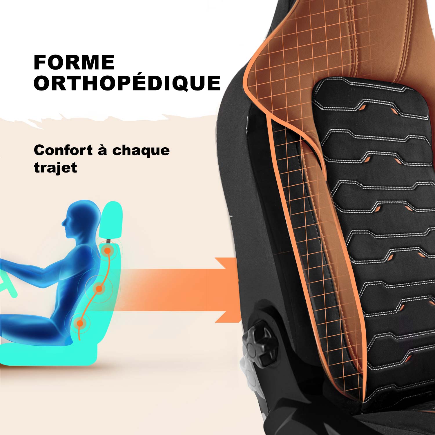 Forme des housses de siège Beirut pour le confort de conduite