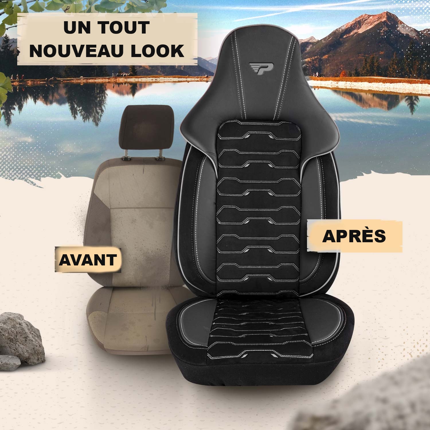 Avant et après la pose des housses de siège Beirut