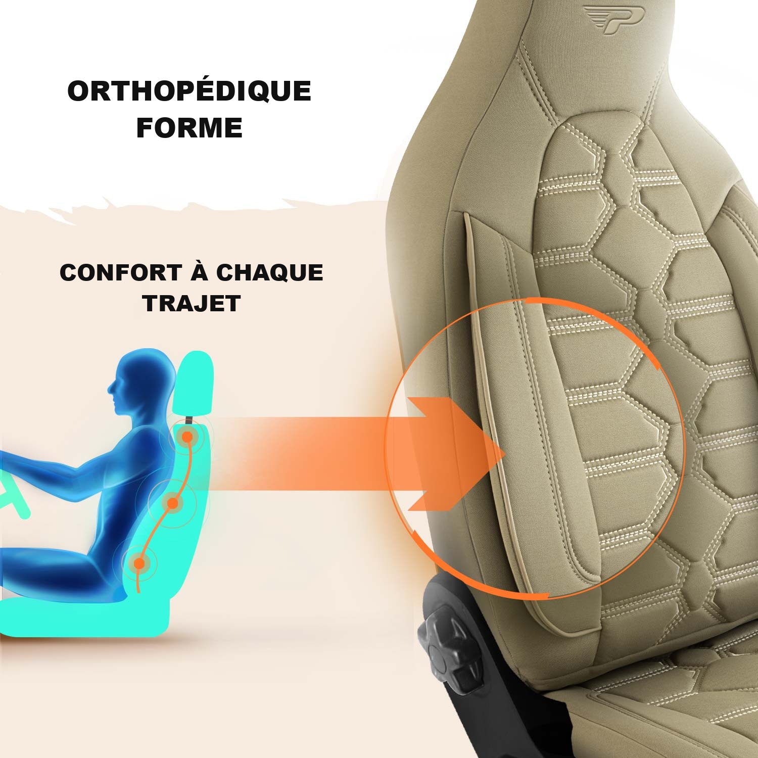 Forme des housses de siège Boston pour le confort de conduite