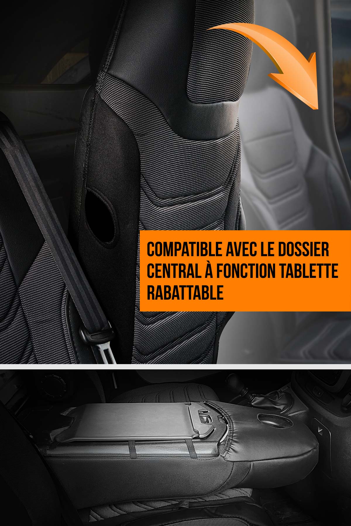 Dossier divisé de la banquette double avec tablette centrale rabattable – FLORIDA VAN