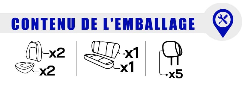 Contenu du pack des housses de siège Brusel